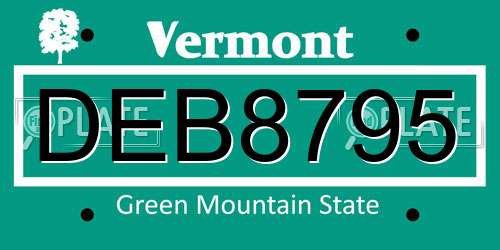 DEB8795 Vermont License Plate