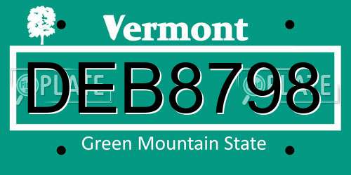 DEB8798 Vermont License Plate