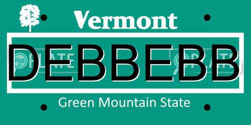 DEBBEBB Vermont License Plate