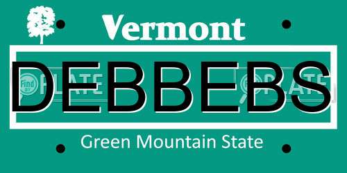 DEBBEBS Vermont License Plate