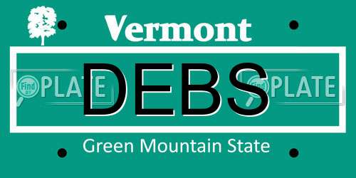 DEBS Vermont License Plate