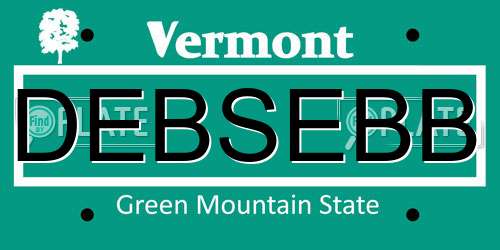 DEBSEBB Vermont License Plate