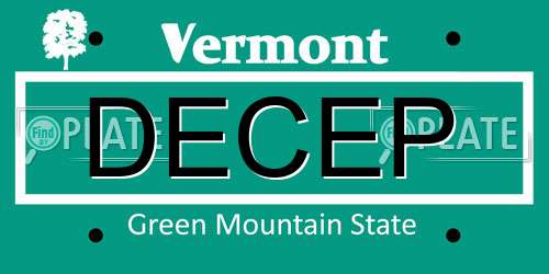 DECEP Vermont License Plate