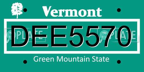 DEE5570 Vermont License Plate