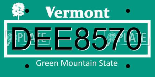 DEE8570 Vermont License Plate
