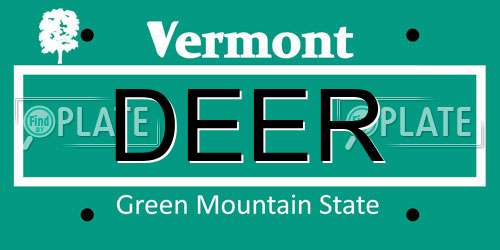 DEER Vermont License Plate