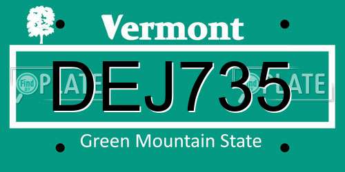 DEJ735 Vermont License Plate