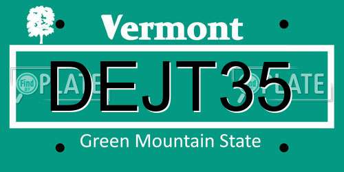 DEJT35 Vermont License Plate