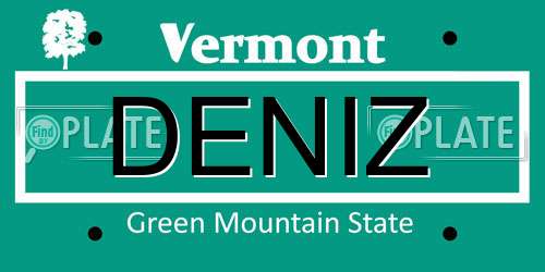 DENIZ Vermont License Plate