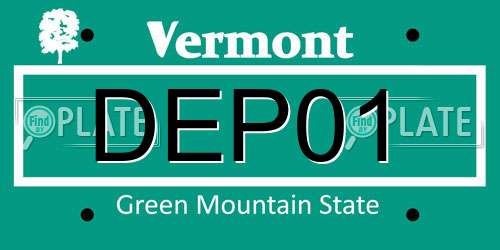 DEP01 Vermont License Plate