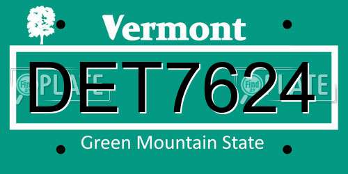 DET7624 Vermont License Plate