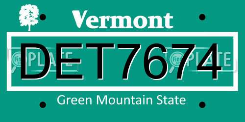 DET7674 Vermont License Plate