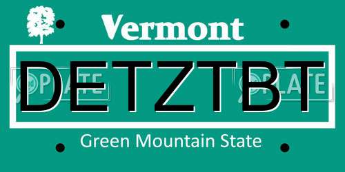 DETZTBT Vermont License Plate