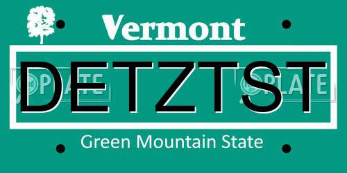 DETZTST Vermont License Plate