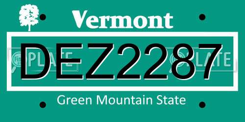 DEZ2287 Vermont License Plate