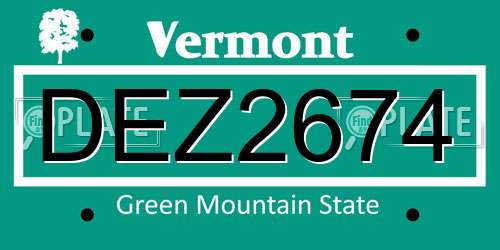 DEZ2674 Vermont License Plate