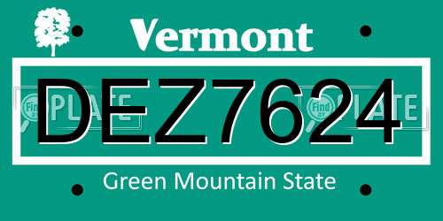 DEZ7624 Vermont License Plate