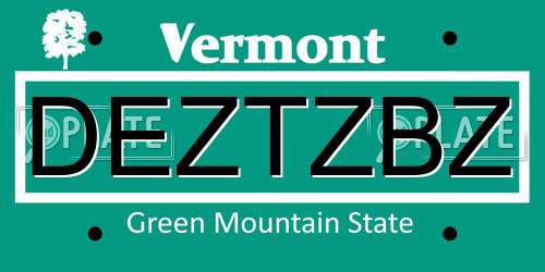 DEZTZBZ Vermont License Plate