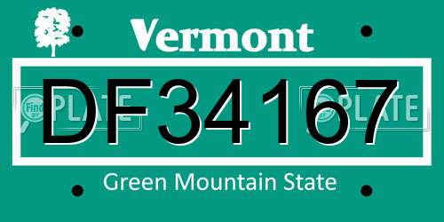 DF34167 Vermont License Plate