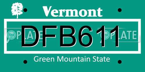 DFB611 Vermont License Plate