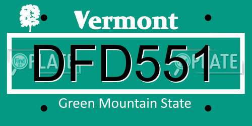 DFD551 Vermont License Plate