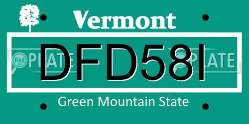 DFD58I Vermont License Plate