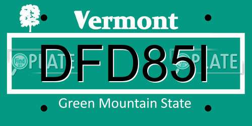 DFD85I Vermont License Plate