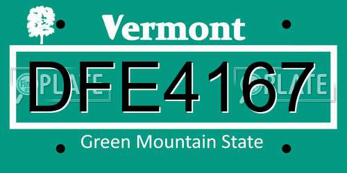 DFE4167 Vermont License Plate