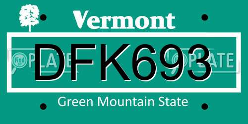 DFK693 Vermont License Plate