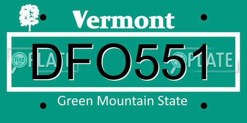 DFO551 Vermont License Plate