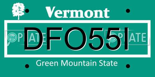 DFO55I Vermont License Plate