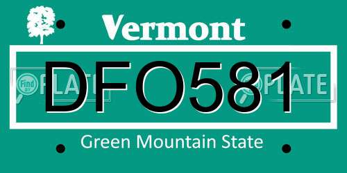 DFO581 Vermont License Plate