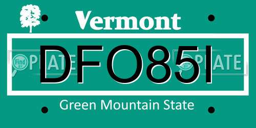 DFO85I Vermont License Plate