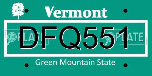 DFQ551 Vermont License Plate