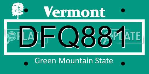 DFQ881 Vermont License Plate