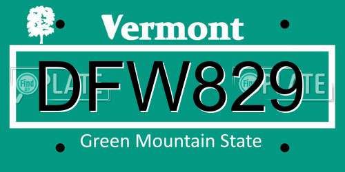 DFW829 Vermont License Plate