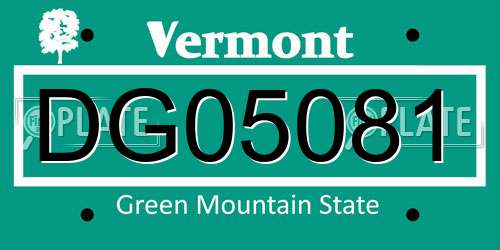 DG05081 Vermont License Plate