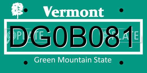DG0B081 Vermont License Plate