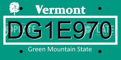DG1E970 Vermont License Plate