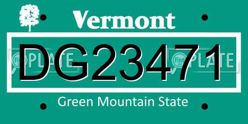 DG23471 Vermont License Plate
