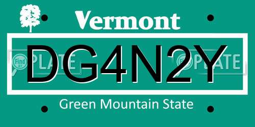 DG4N2Y Vermont License Plate