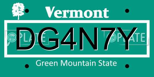 DG4N7Y Vermont License Plate
