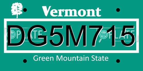 DG5M715 Vermont License Plate