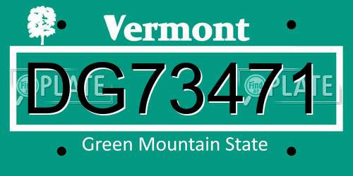DG73471 Vermont License Plate