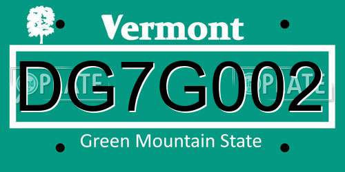 DG7G002 Vermont License Plate