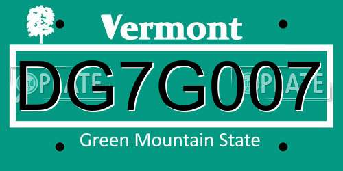 DG7G007 Vermont License Plate