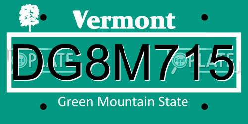 DG8M715 Vermont License Plate