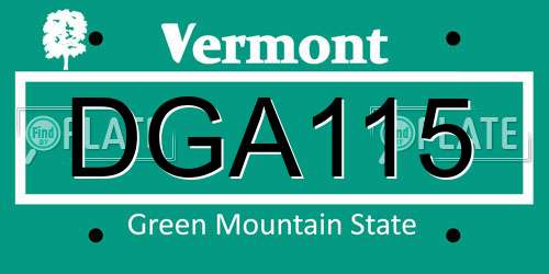 DGA115 Vermont License Plate
