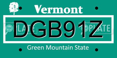 DGB91Z Vermont License Plate