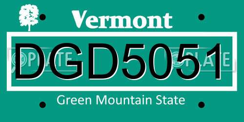 DGD5051 Vermont License Plate